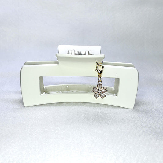 Customizable Matte Claw Clips with Floral Charm Neutral Colors