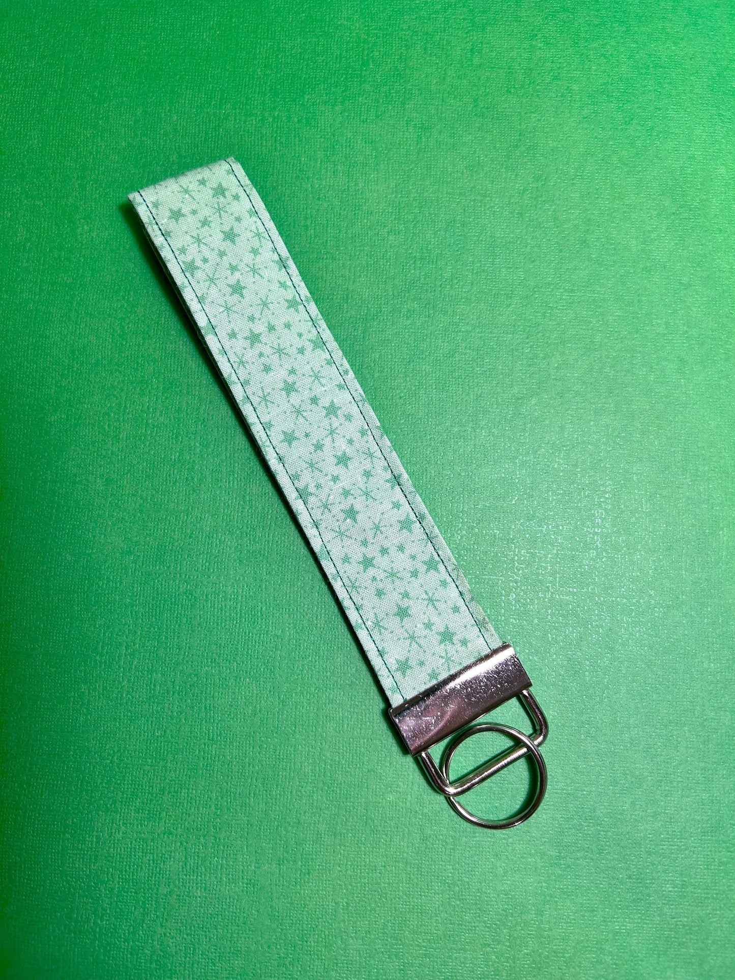 Green Stars Wristlet Keychain