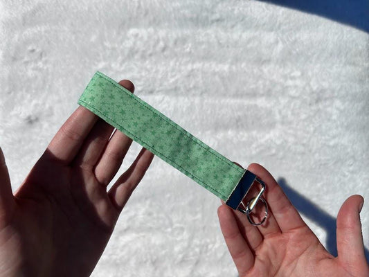 Green Stars Wristlet Keychain