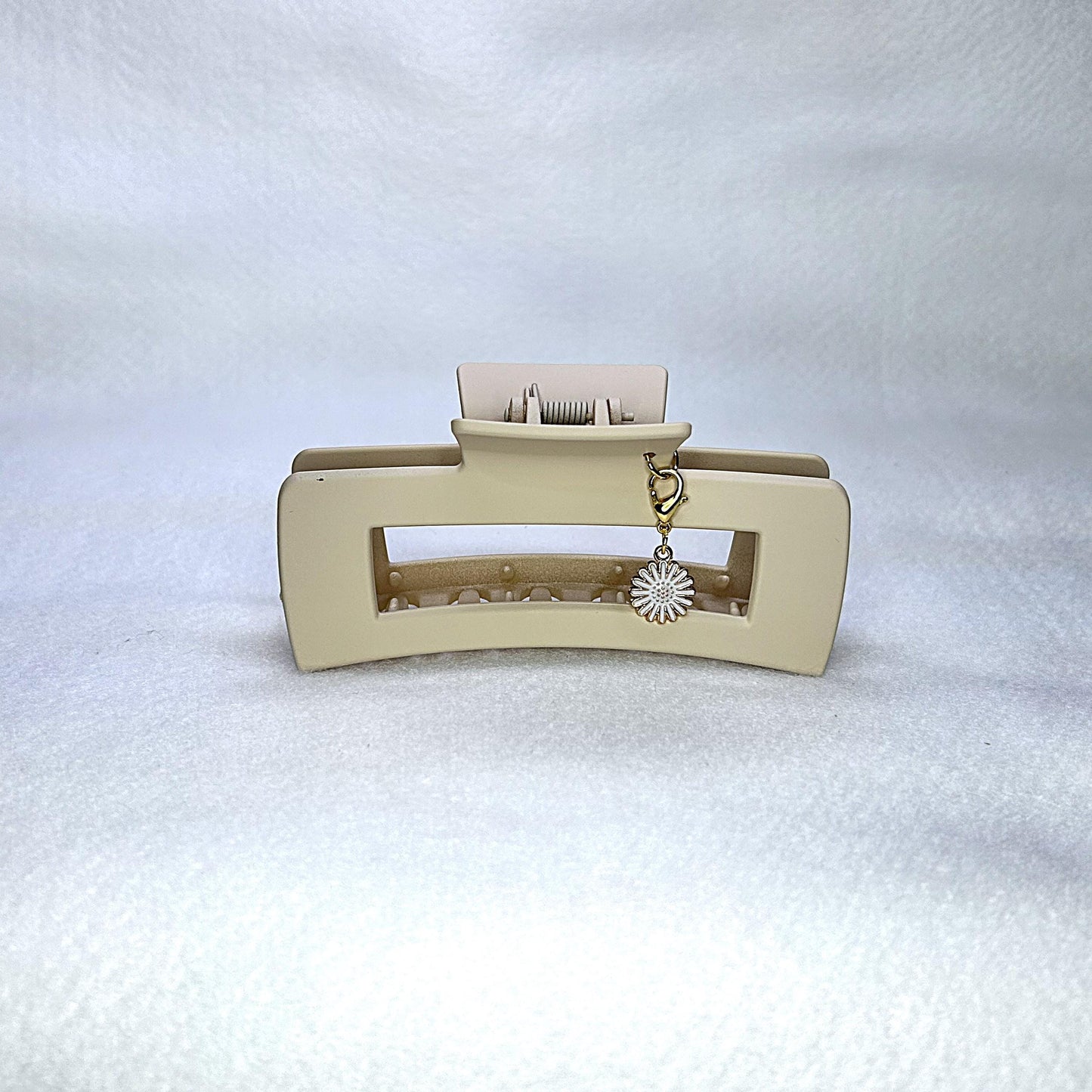 Customizable Matte Claw Clips with Floral Charm Neutral Colors