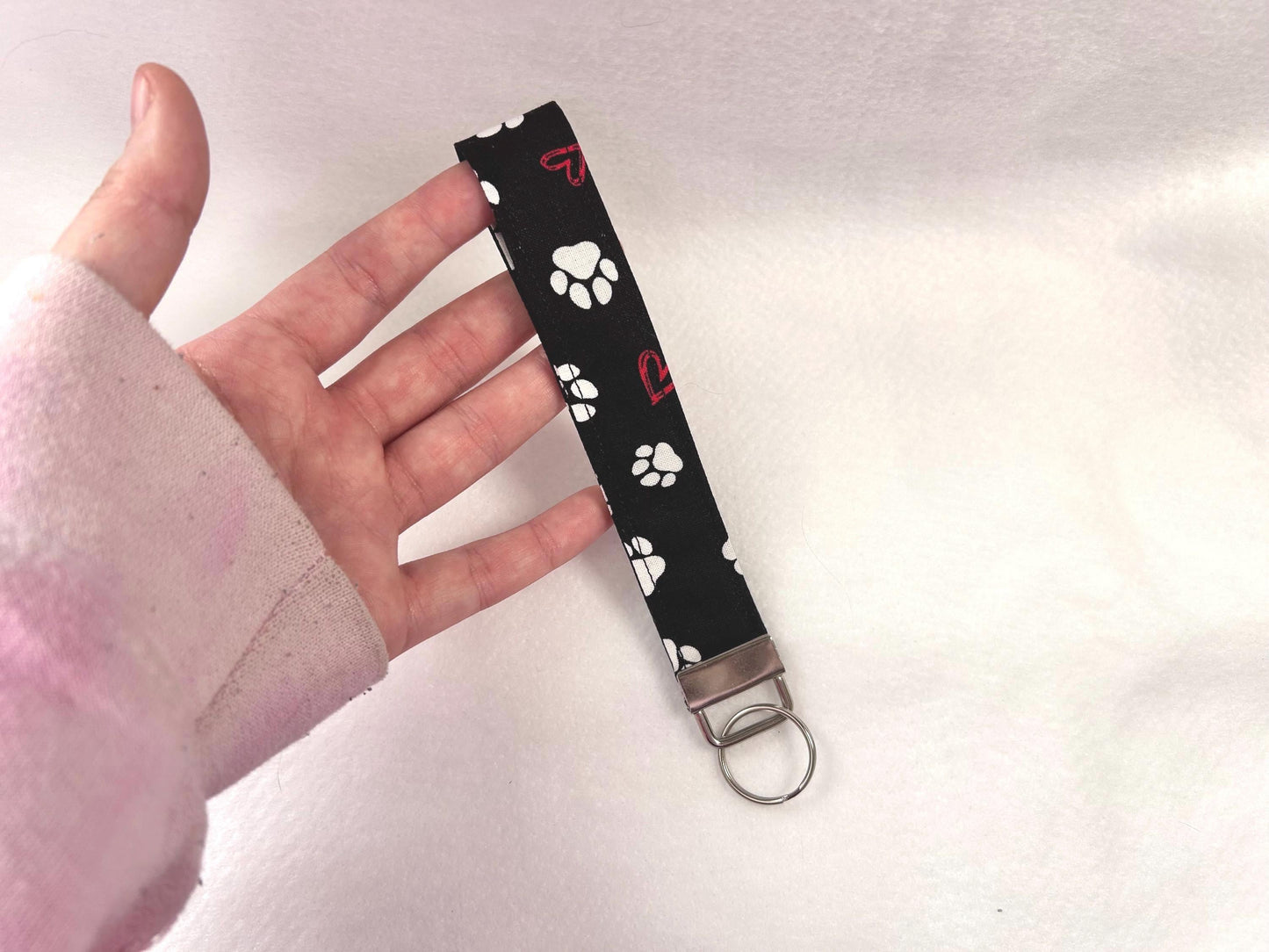 Wristlet Keychain Black Pawprint
