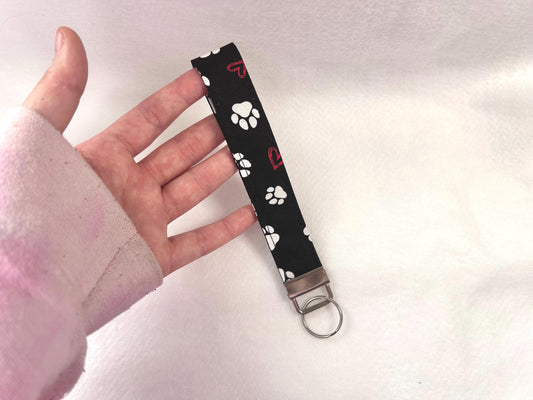 Wristlet Keychain Black Pawprint