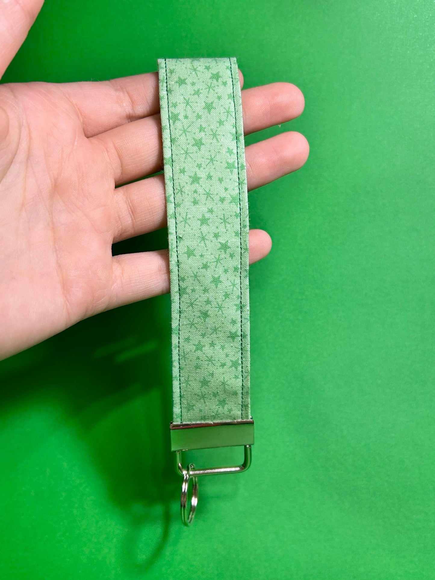 Green Stars Wristlet Keychain