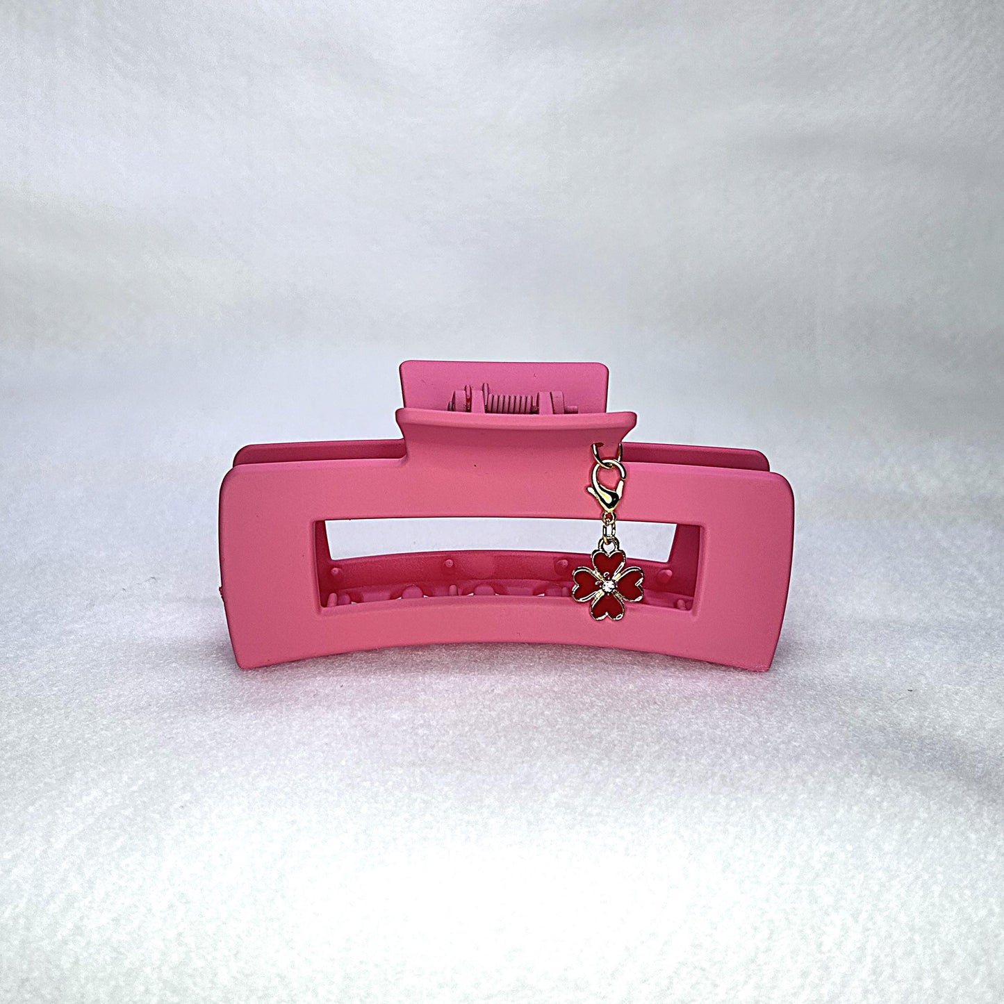 Customizable Matte Claw Clip with Floral Charm Vivid Colors