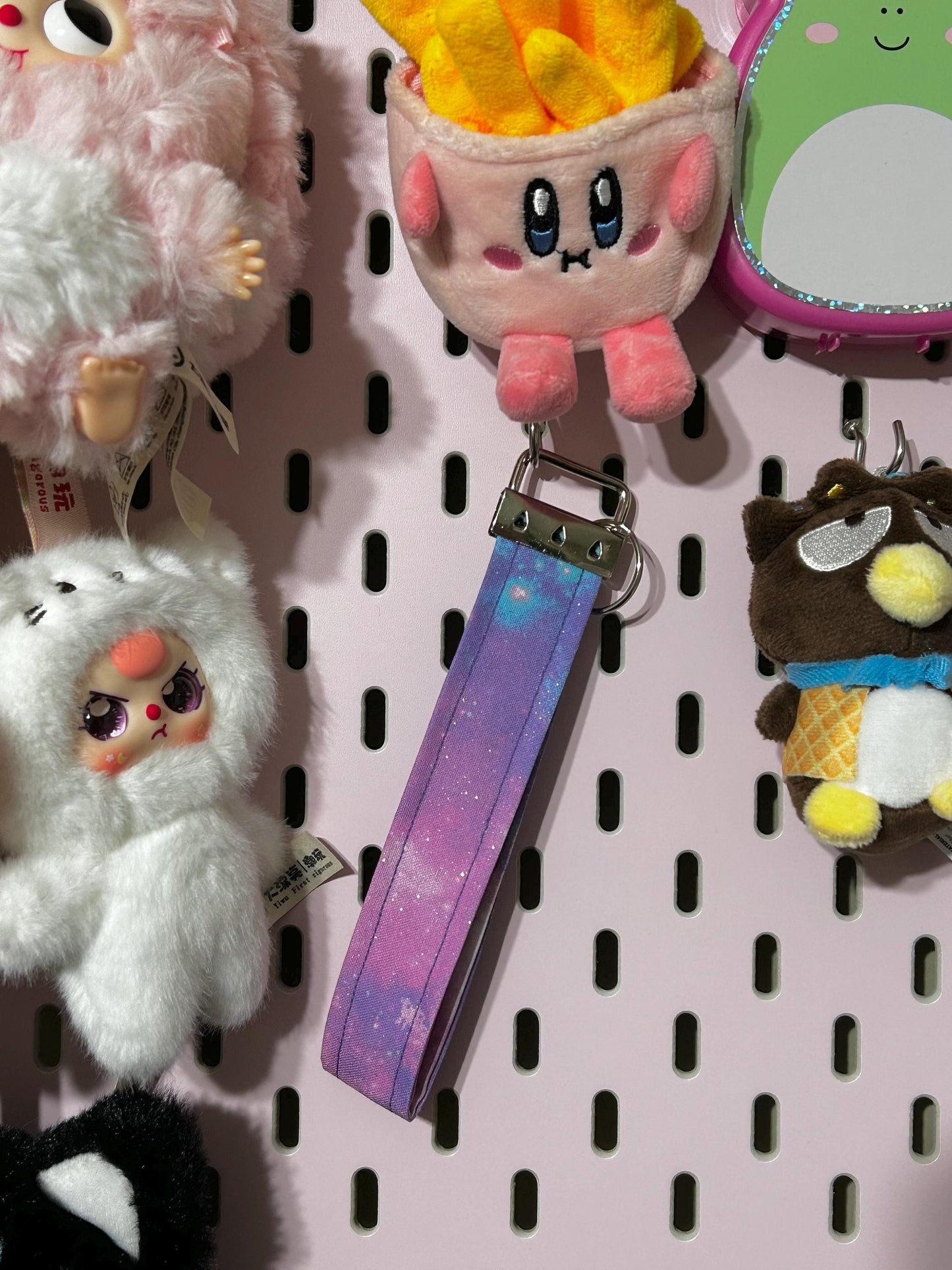 Purple Galaxy Wristlet Lanyard Keychain