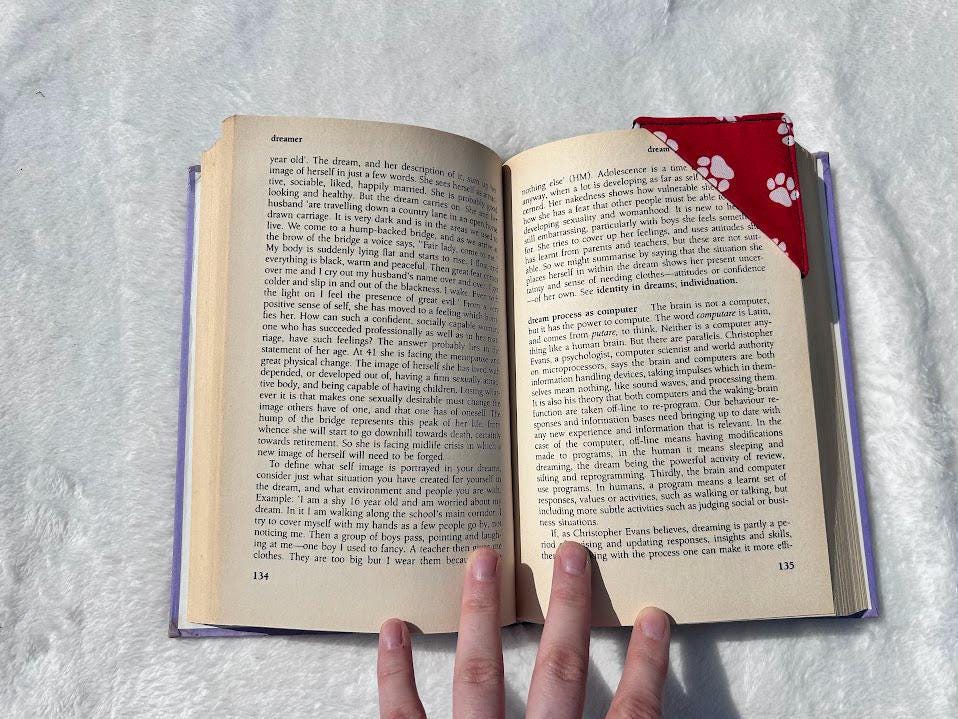 Corner Bookmark Black & Red Paw Print