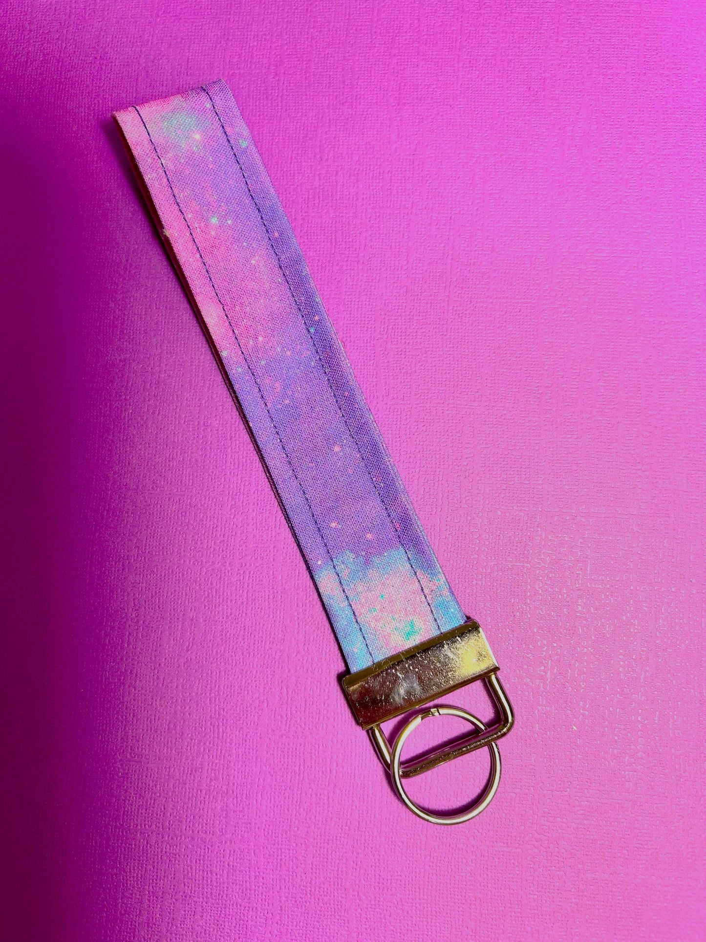 Purple Galaxy Wristlet Lanyard Keychain