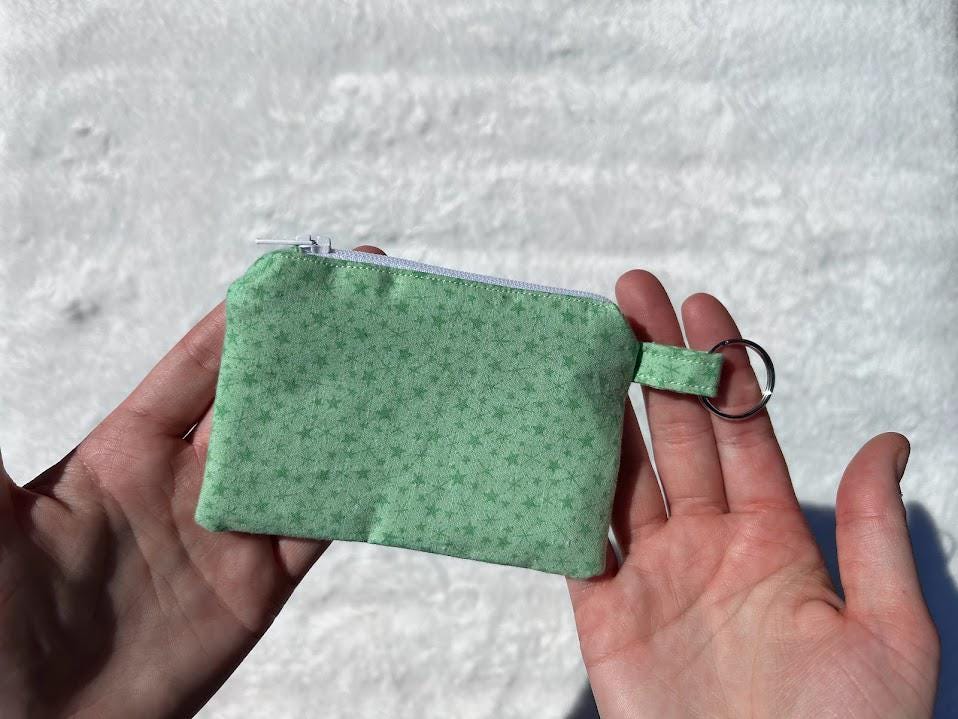Zipper Keychain Wallet Vintage Green Star