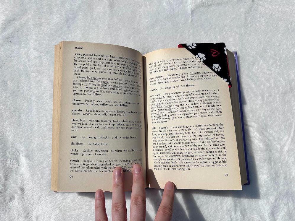 Fabric Corner Bookmark Red & Black Paw Print