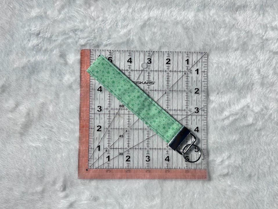 Green Stars Wristlet Keychain