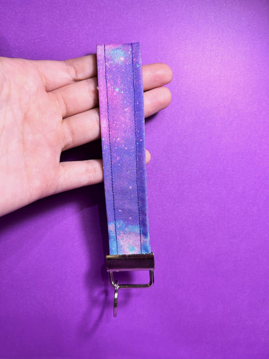 Purple Galaxy Wristlet Lanyard Keychain