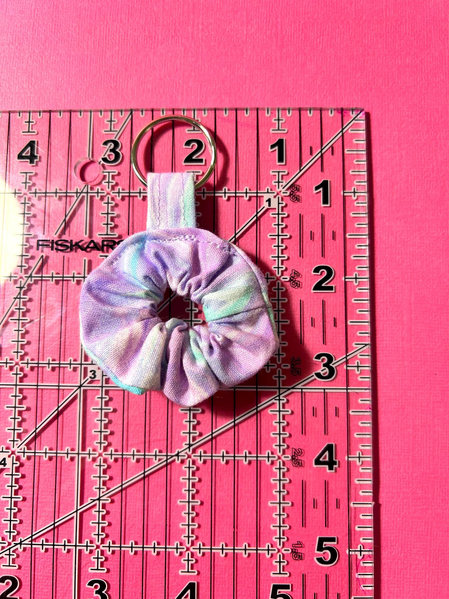 Mini Scrunchie Keychain Bag Charm Purple Swirl