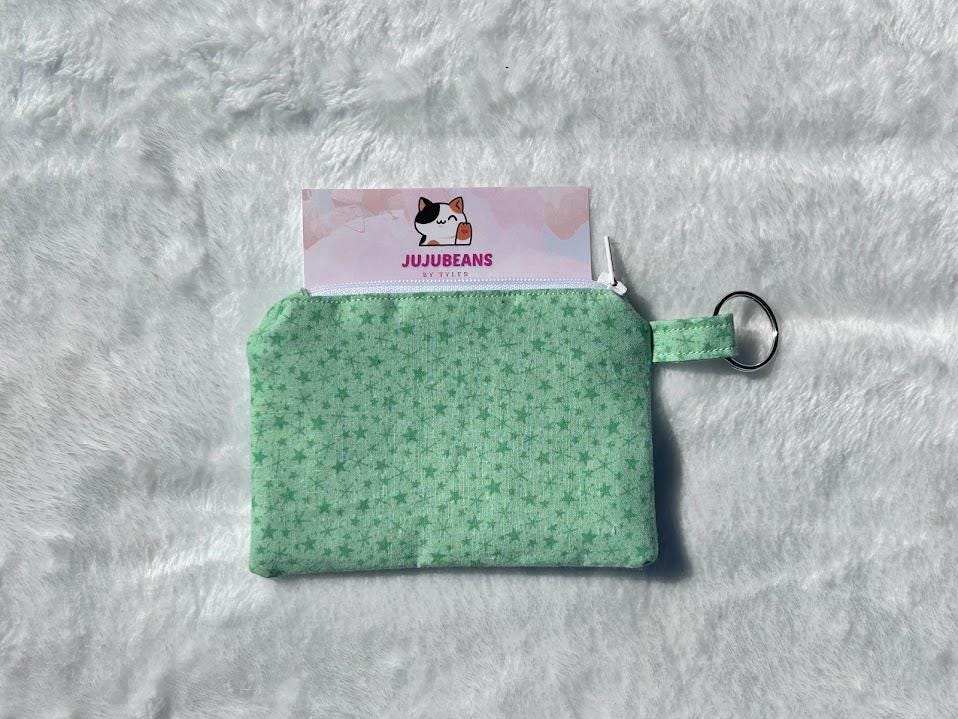 Zipper Keychain Wallet Vintage Green Star