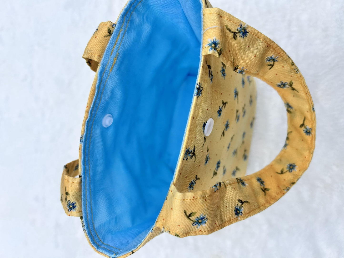 Mini Tote Bag Vintage Yellow and Blue Floral
