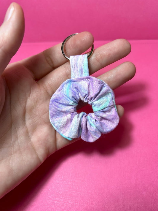 Mini Scrunchie Keychain Bag Charm Purple Swirl