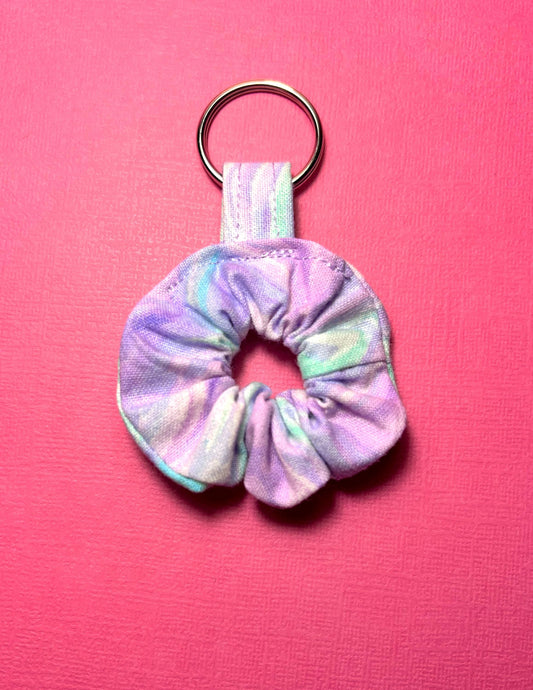 Mini Scrunchie Keychain Bag Charm Purple Swirl