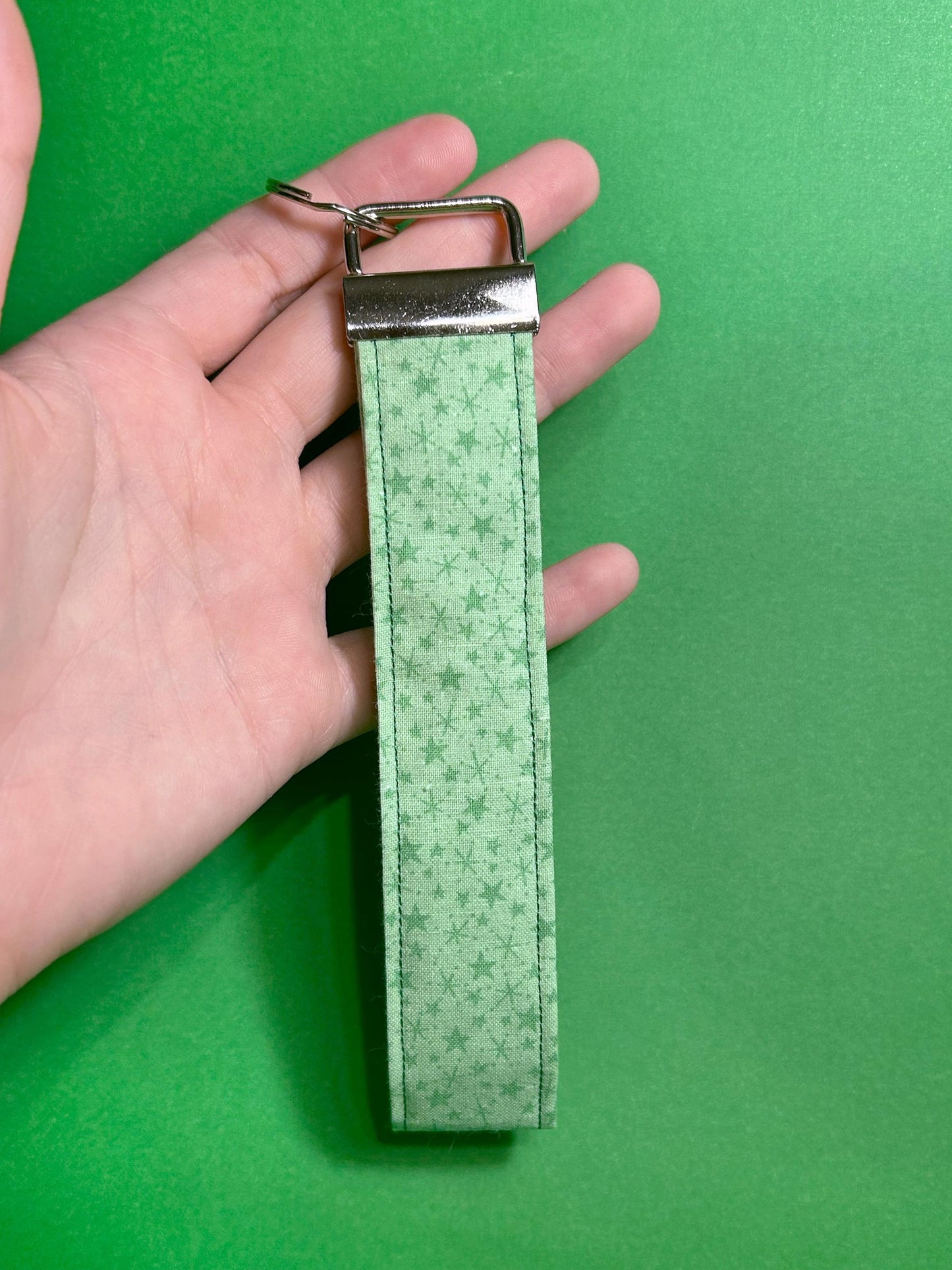 Green Stars Wristlet Keychain