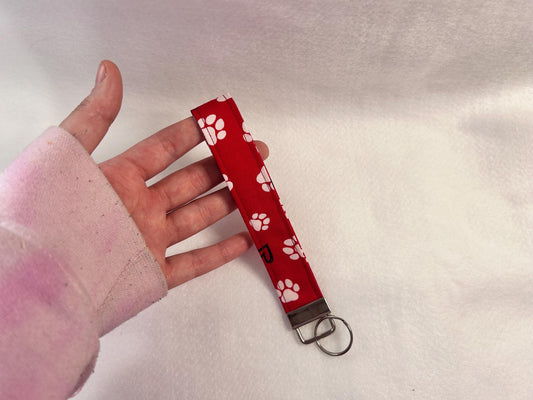 Wristlet Keychain Red Paw Print